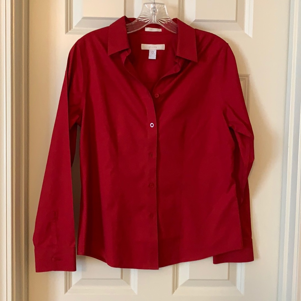 Chico’s long sleeve red button down shirt